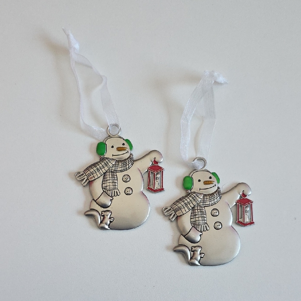 Hallmark Ornament - metal snowman Set